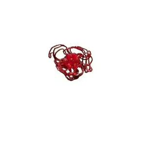 Cute red tangled brooch with red flower in center 2 inches across